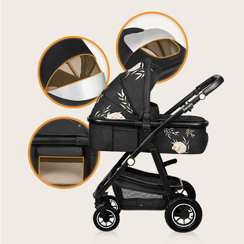 lionelo Amber 3 w 1 Black Silver — Wózek wielofunkcyjny